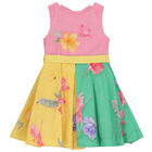 Girls Pink , Green, Yellow Floral Dress, 1, hi-res