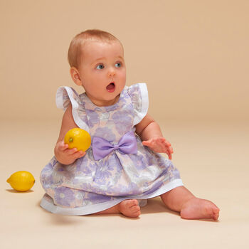 Baby Girls Lilac Floral Jacquard Dress Set