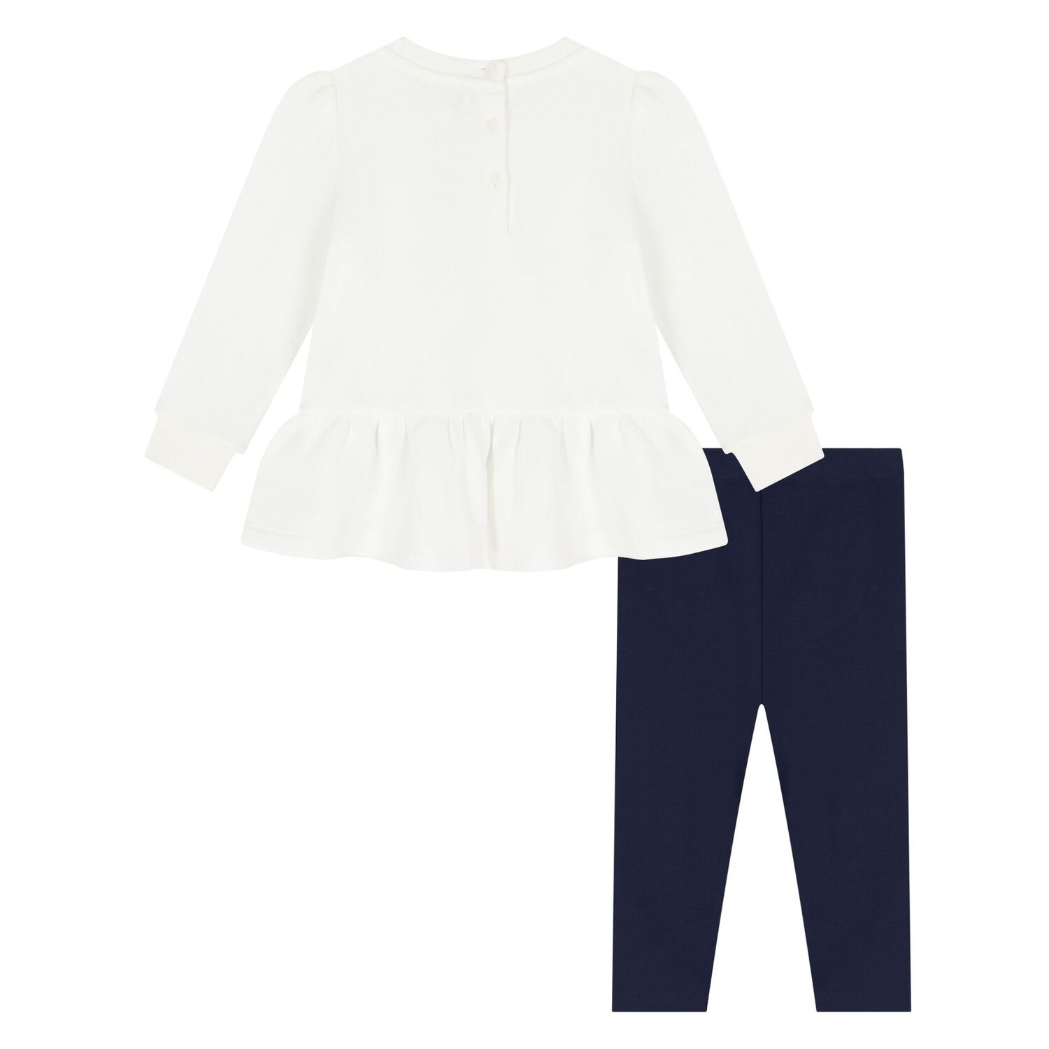 Baby Girls White & Navy Blue Leggings Set, 1, hi-res
