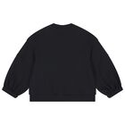 Girls Black Logo Sweatshirt, 1, hi-res