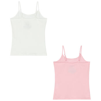 Girls Pink & White Sleeveless Top ( 2-Pack )