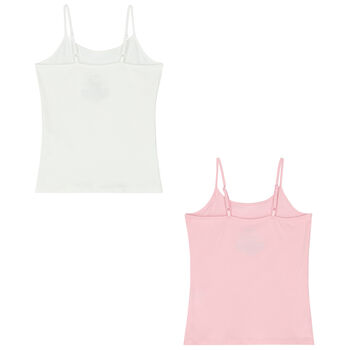 Girls Pink & White Sleeveless Top ( 2-Pack )