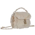 Girls Beige Faux Fur Handbag, 1, hi-res