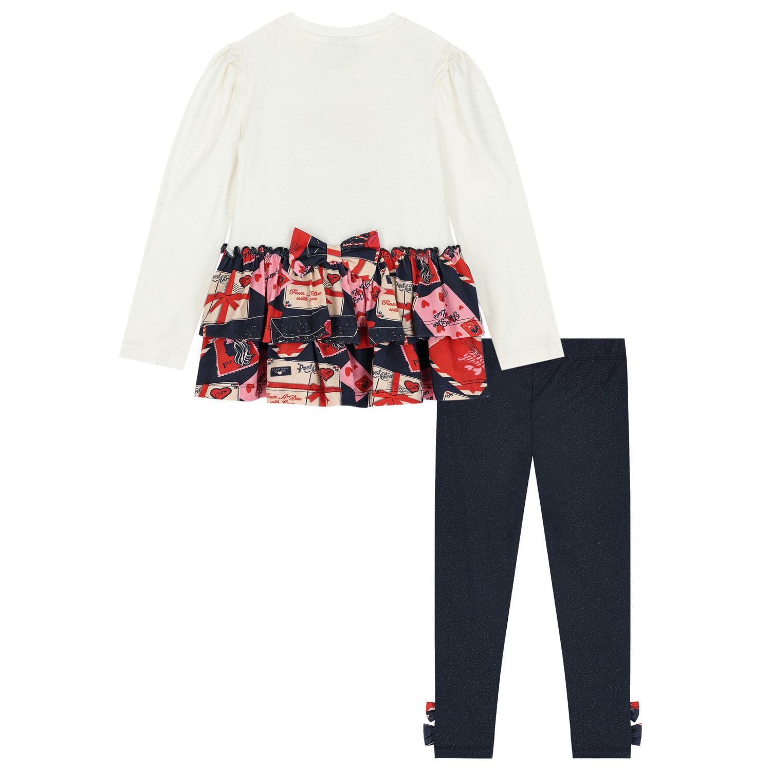 Girls White Logo Envelope Leggings Set, 1, hi-res image number null