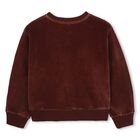 Girls Burgundy Logo Velour Sweatshirt, 1, hi-res