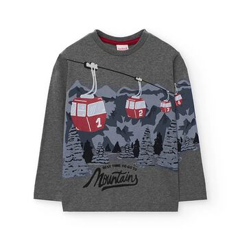 Boboli Boys Grey Mountain Long Sleeve Top, 1 Boys Grey Mountain Long Sleeve Top