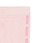 Younger Girls Pink Logo Leggings, 1, hi-res