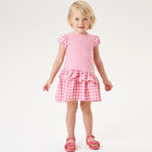 Girls Pink & White Gingham Dress, 1, hi-res