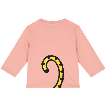 Girls Pink Tiger Logo Long Sleeve Top