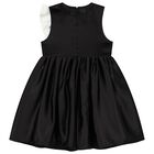Girls Black & White Bow Dress, 2, hi-res