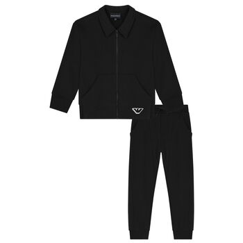 Boys Black Logo Tracksuit