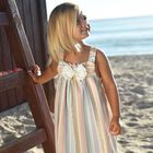 Girls Multi-Coloured Striped Jacquard Dress, 1, hi-res