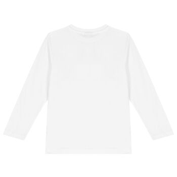 Boys White Logo Long Sleeve Top