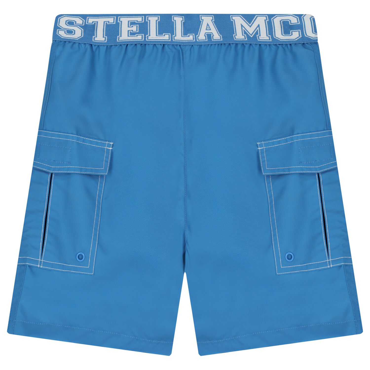Boys Blue Logo Waistband Swim Shorts, 1, hi-res image number null
