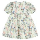 Girls Ivory Butterflies Logo Dress , 1, hi-res