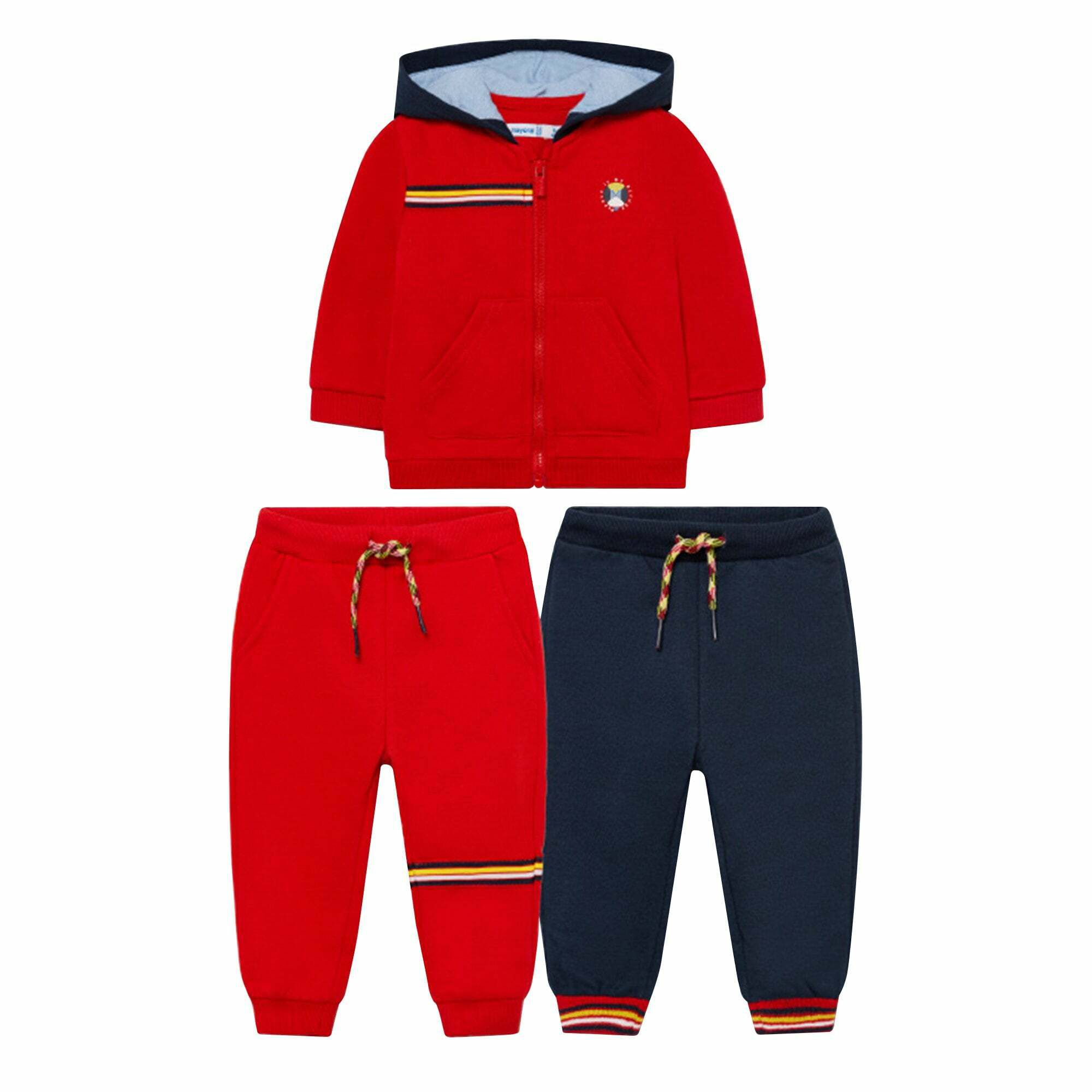 Mayoral Younger Boys Red Navy Blue 3 Piece Tracksuit Set Junior Couture UK