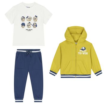 Younger Boys White & Blue Tracksuit Set ( 3 Piece )