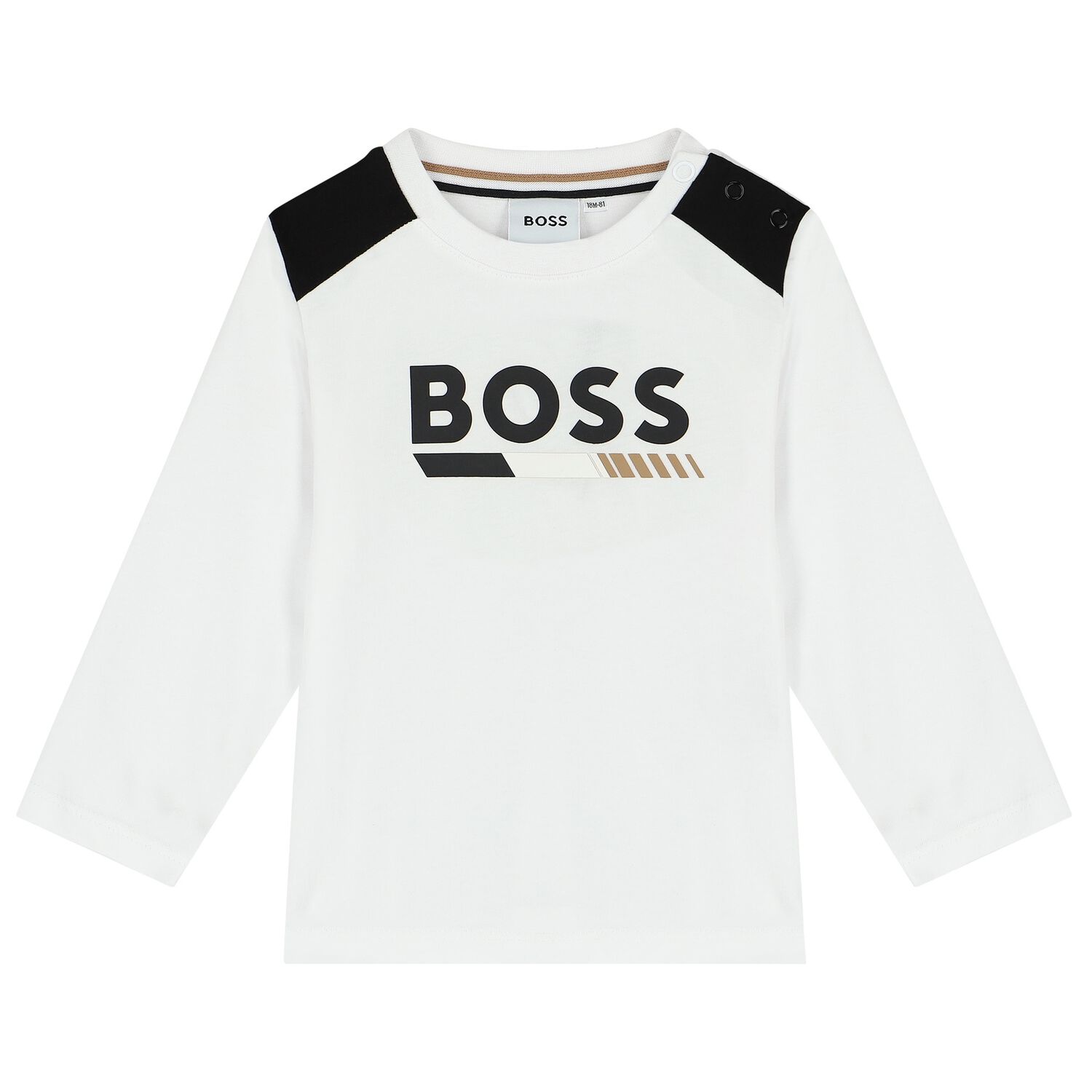 Younger Boys White Logo Long Sleeve Top, 2, hi-res image number null