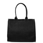 Girls Black Straw Tote Bag, 1, hi-res
