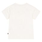 Younger Girls Ivory Faux Fur Teddy Bear Logo T-Shirt, 1, hi-res