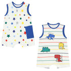 Baby Boys White & Blue Rompers ( 2-Pack ), 1, hi-res