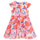 Girls Pink & White Floral Chiffon Dress, 1, hi-res