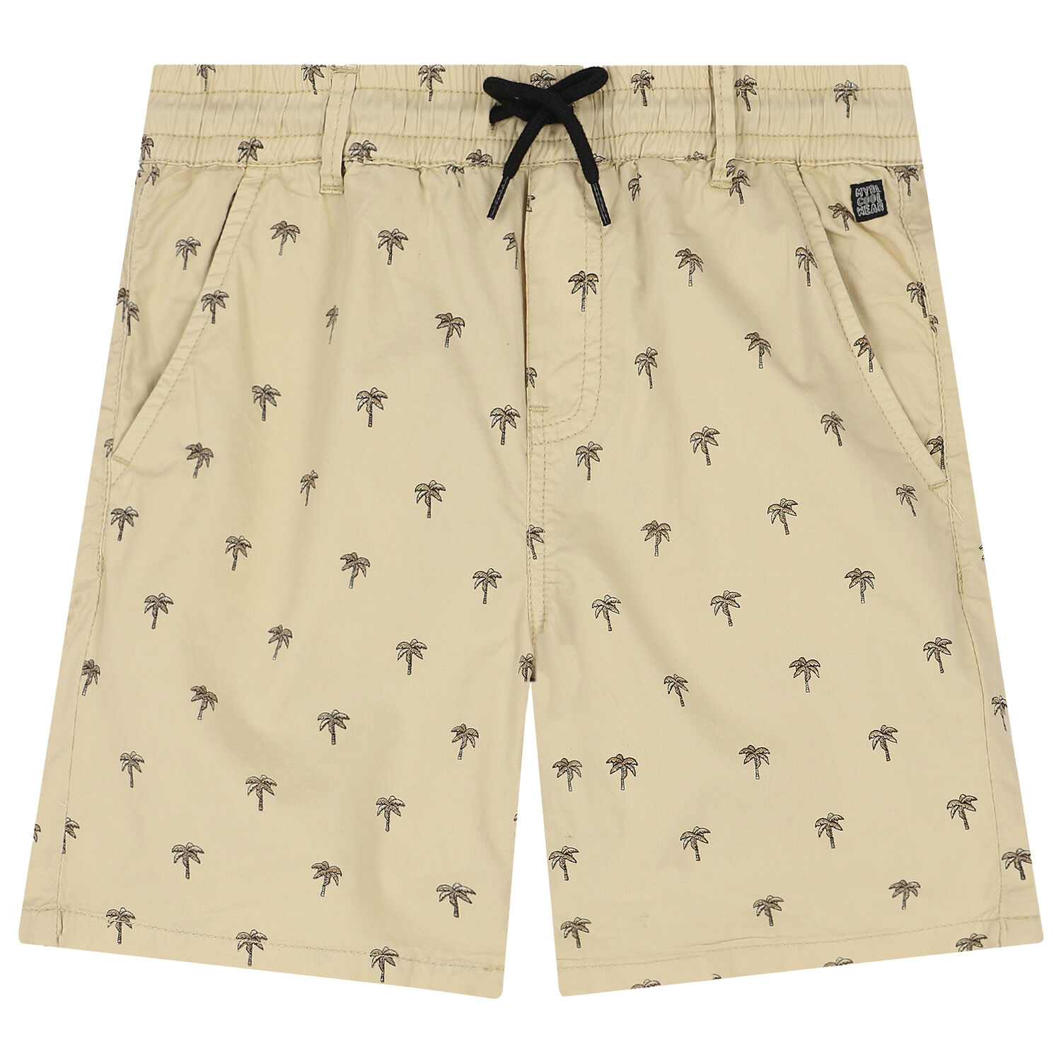 Boys Beige Palm Tree Shorts, 1, hi-res