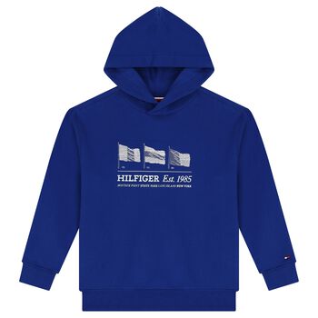 Boys Blue Logo Hooded Top