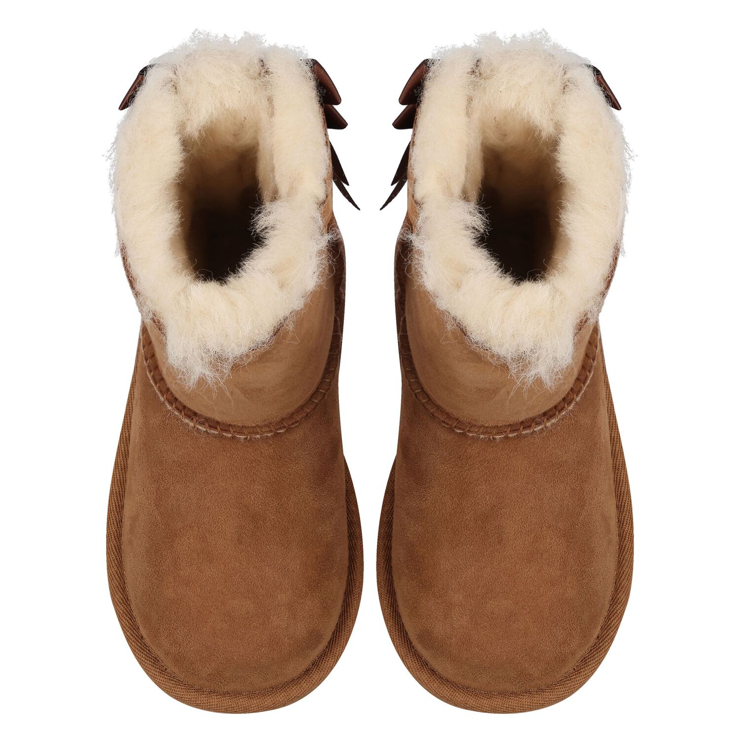 Younger Girls Beige Bailey Bow II Suede Boots, 2, hi-res