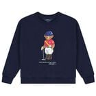 Boys Navy Blue Polo Bear Sweatshirt, 1, hi-res