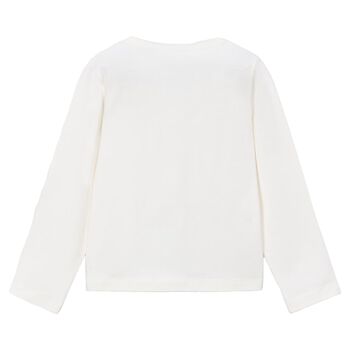 Girls Ivory Embroidered Floral Long Sleeve Top