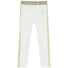 Girls White & Gold Logo Leggings, 2, hi-res