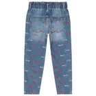 Girls Blue Denim Logo Jeans, 1, hi-res