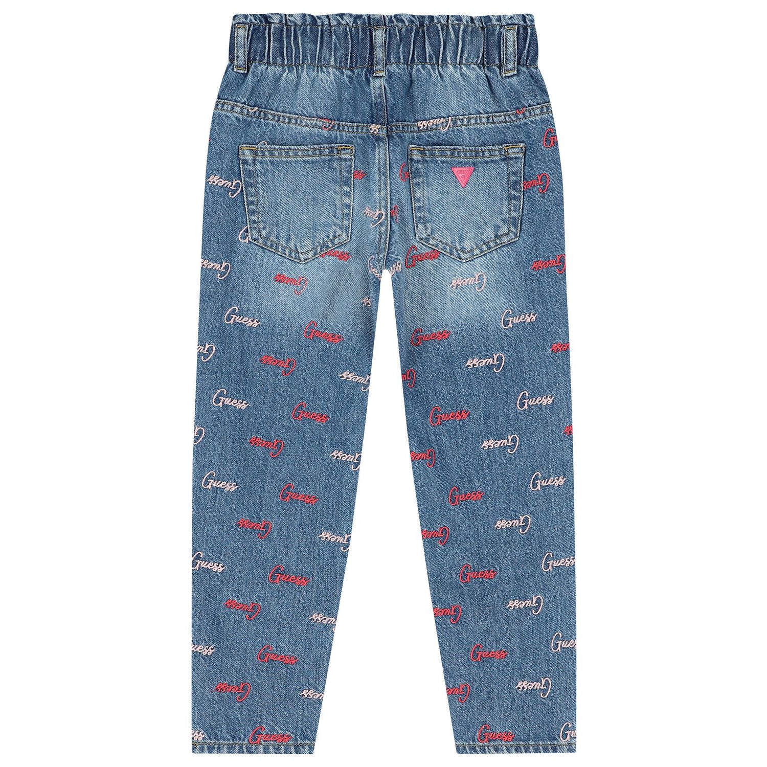 Girls Blue Denim Logo Jeans, 1, hi-res