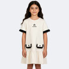 Girls Ivory & Black Logo Dress, 1, hi-res