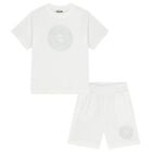 Boys White Logo Shorts Set, 1, hi-res