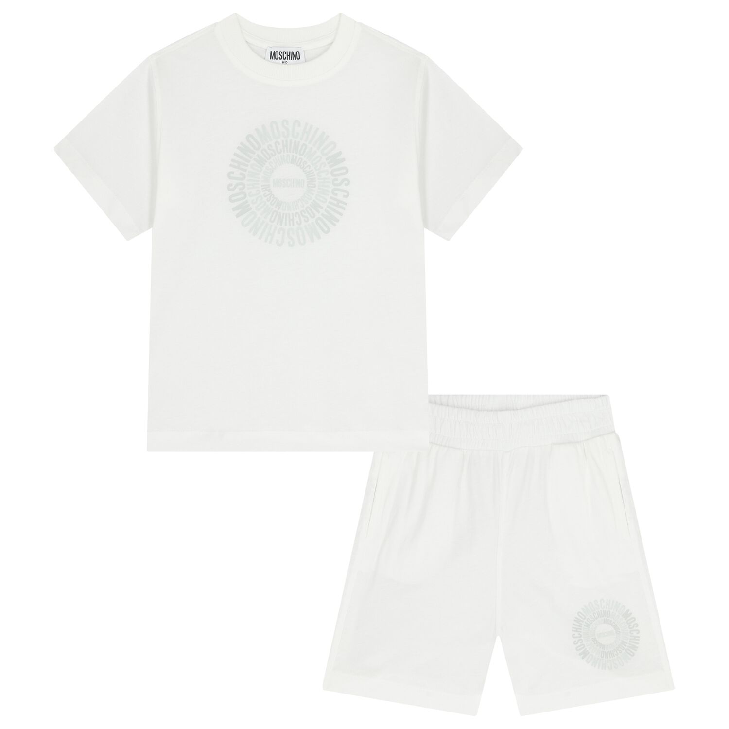 Boys White Logo Shorts Set, 1, hi-res