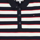 Girls White & Navy Blue Striped Polo Dress, 3, hi-res