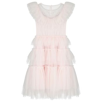 Girls Pink Tulle Embellished Dress