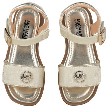 Girls Gold Logo Sandals