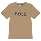 Boys Beige Logo T-Shirt, 2, hi-res