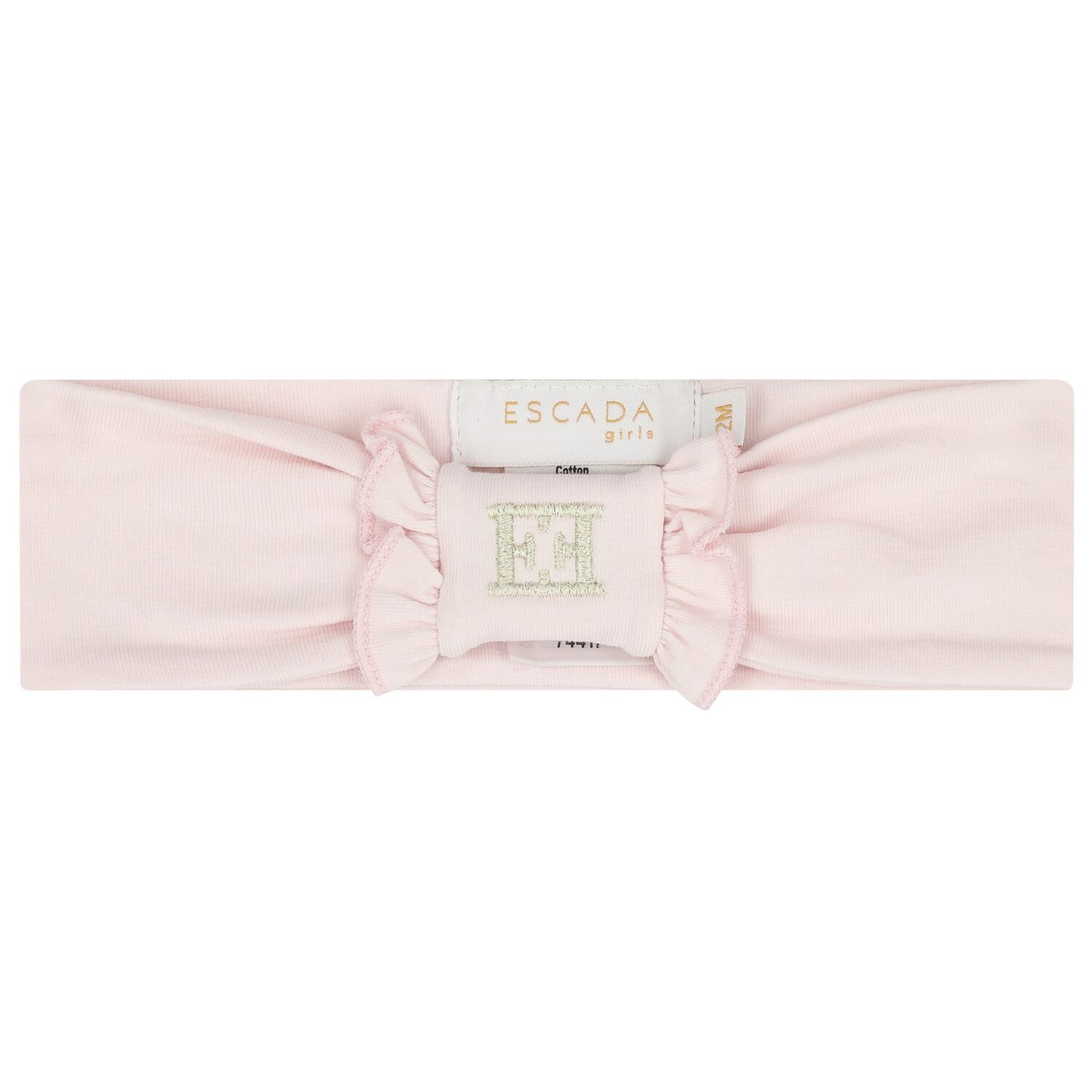Baby Girls Pink Logo Ruffled Headband, 2, hi-res