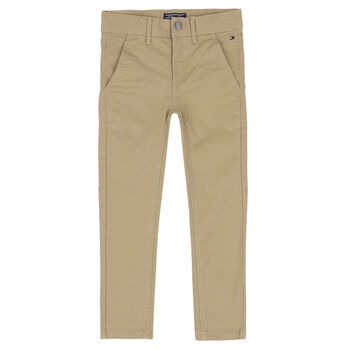 Boys Beige Logo Chinos