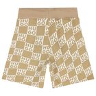 Boys Beige & White Check Logo Shorts, 1, hi-res