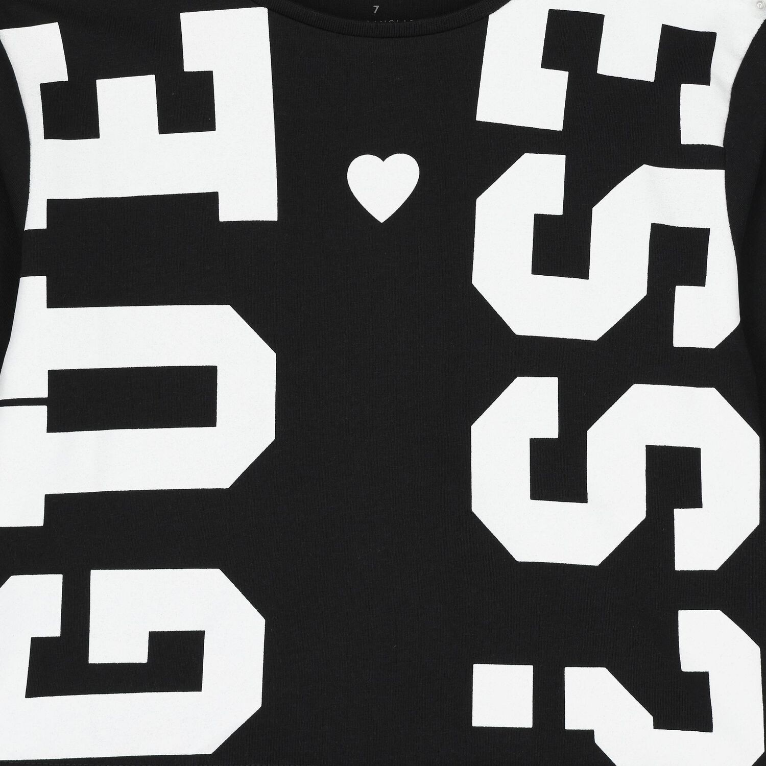 Girls Black Logo Long Sleeve Top, 3, hi-res image number null