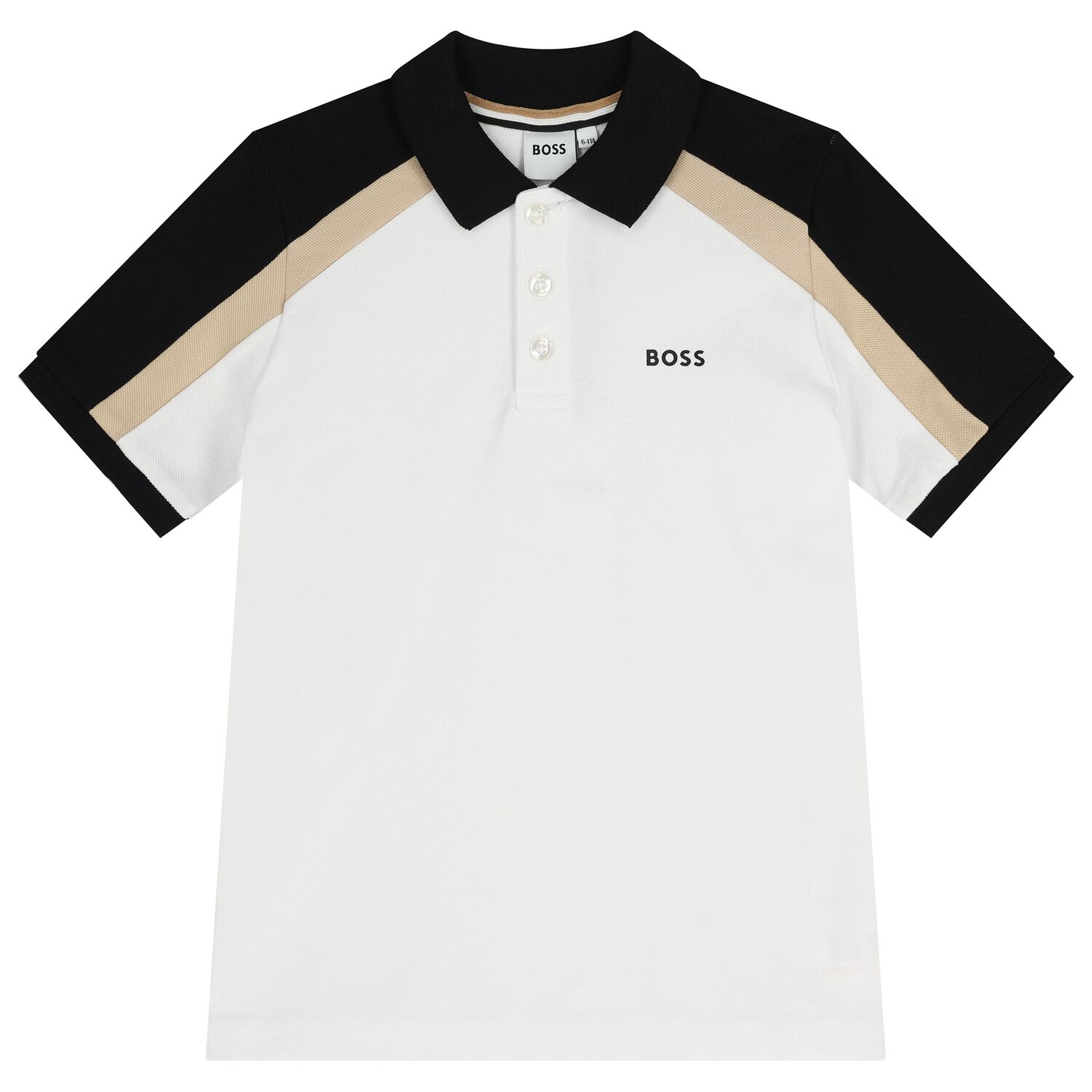 Boys White Logo Polo Shirt, 3, hi-res