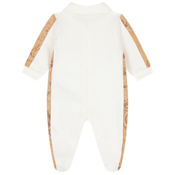 Ivory & Beige Geo Map Babygrow