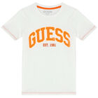 Boys White Logo T-Shirt, 3, hi-res