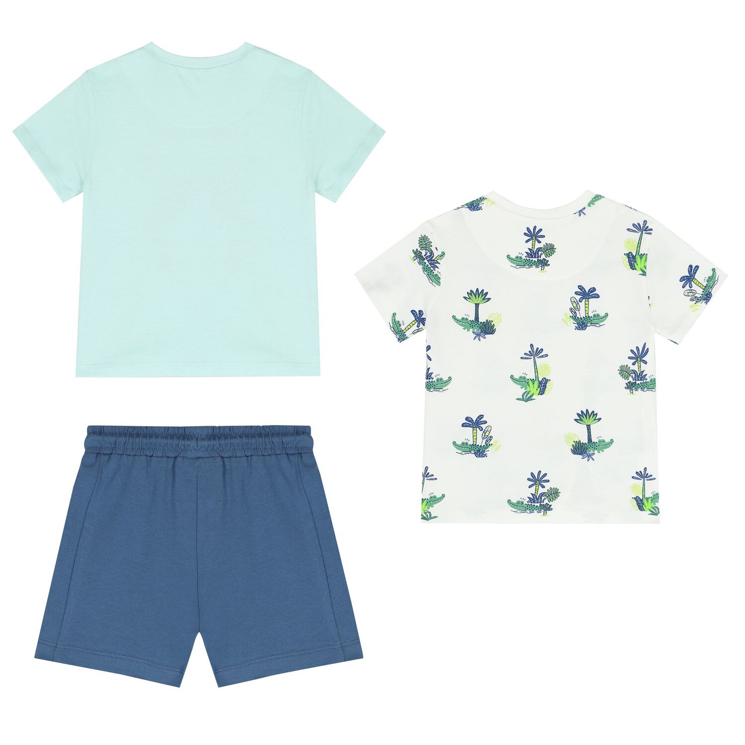 Younger Boys White, Aqua & Navy Blue Shorts Set, 1, hi-res image number null