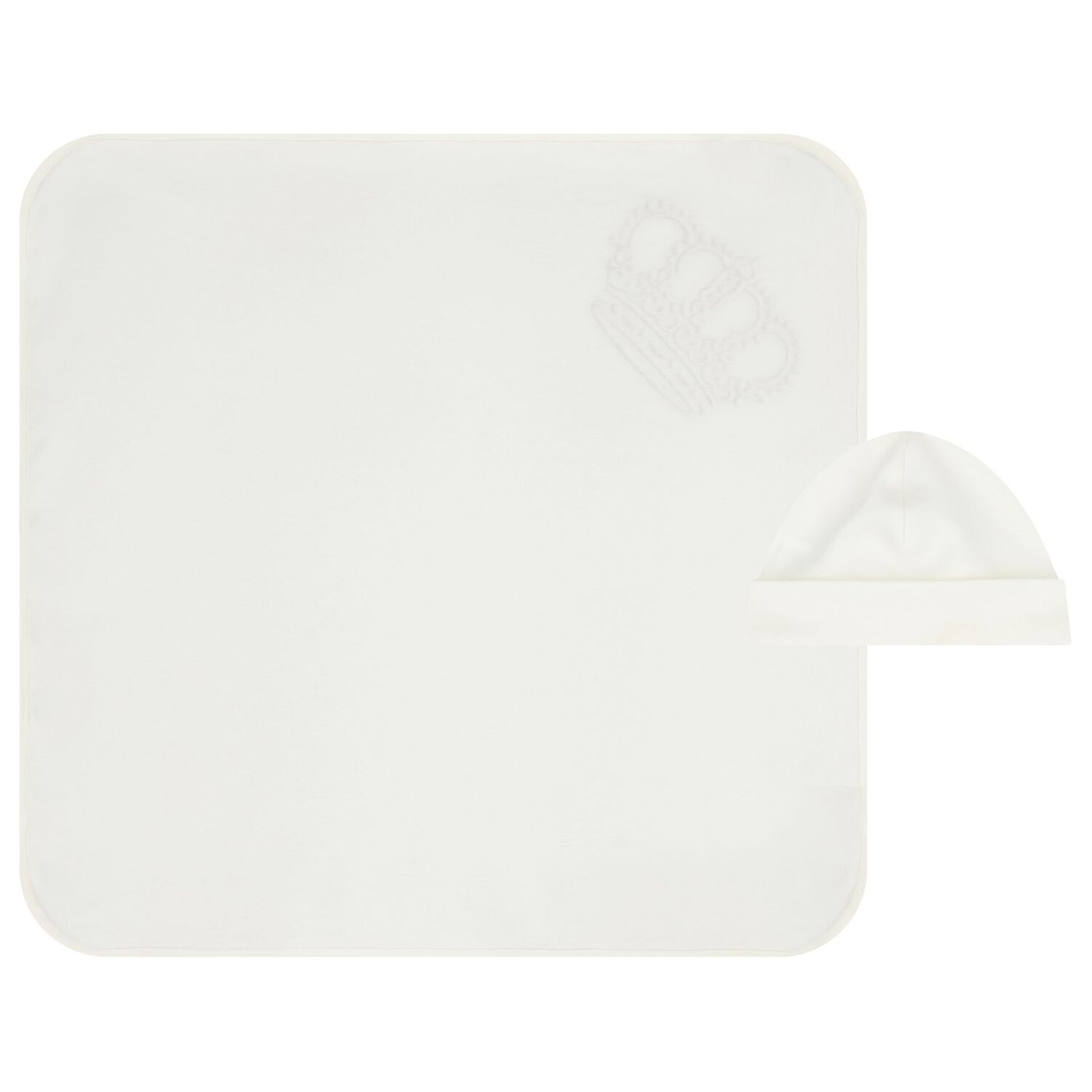 Baby Boys Ivory Crown Blanket & Hat Set, 1, hi-res image number null